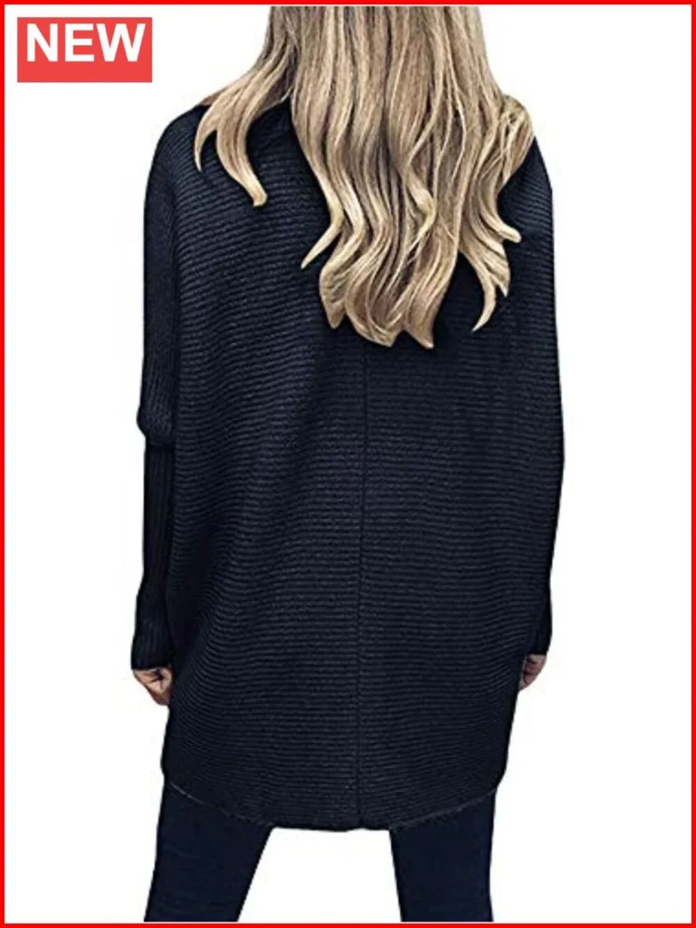 Oversized Turtleneck Sweater Batwing Tunic Top High Low Hem